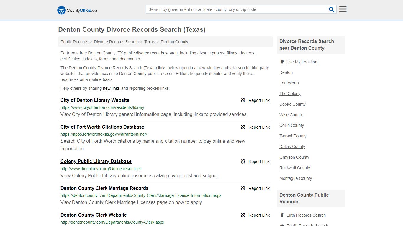 Denton County Divorce Records Search (Texas) - County Office