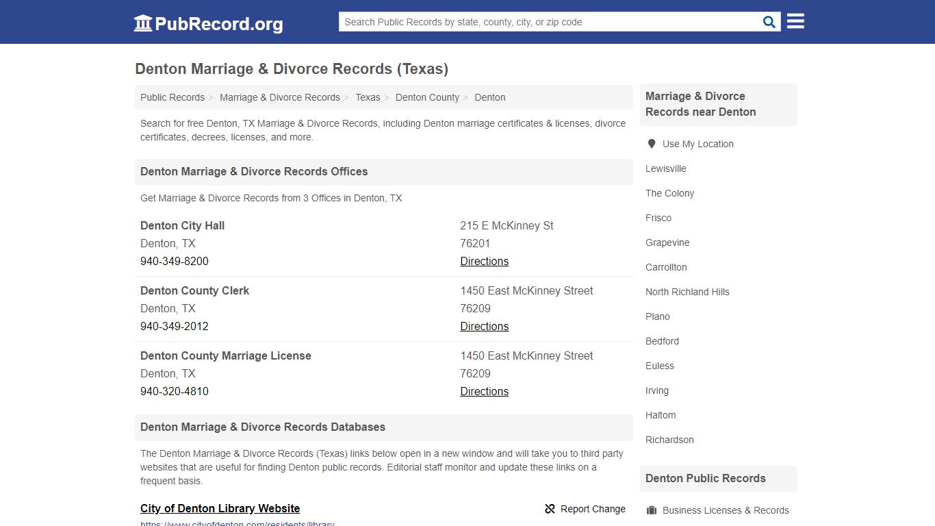 Denton Marriage & Divorce Records (Texas) - pubrecord.org