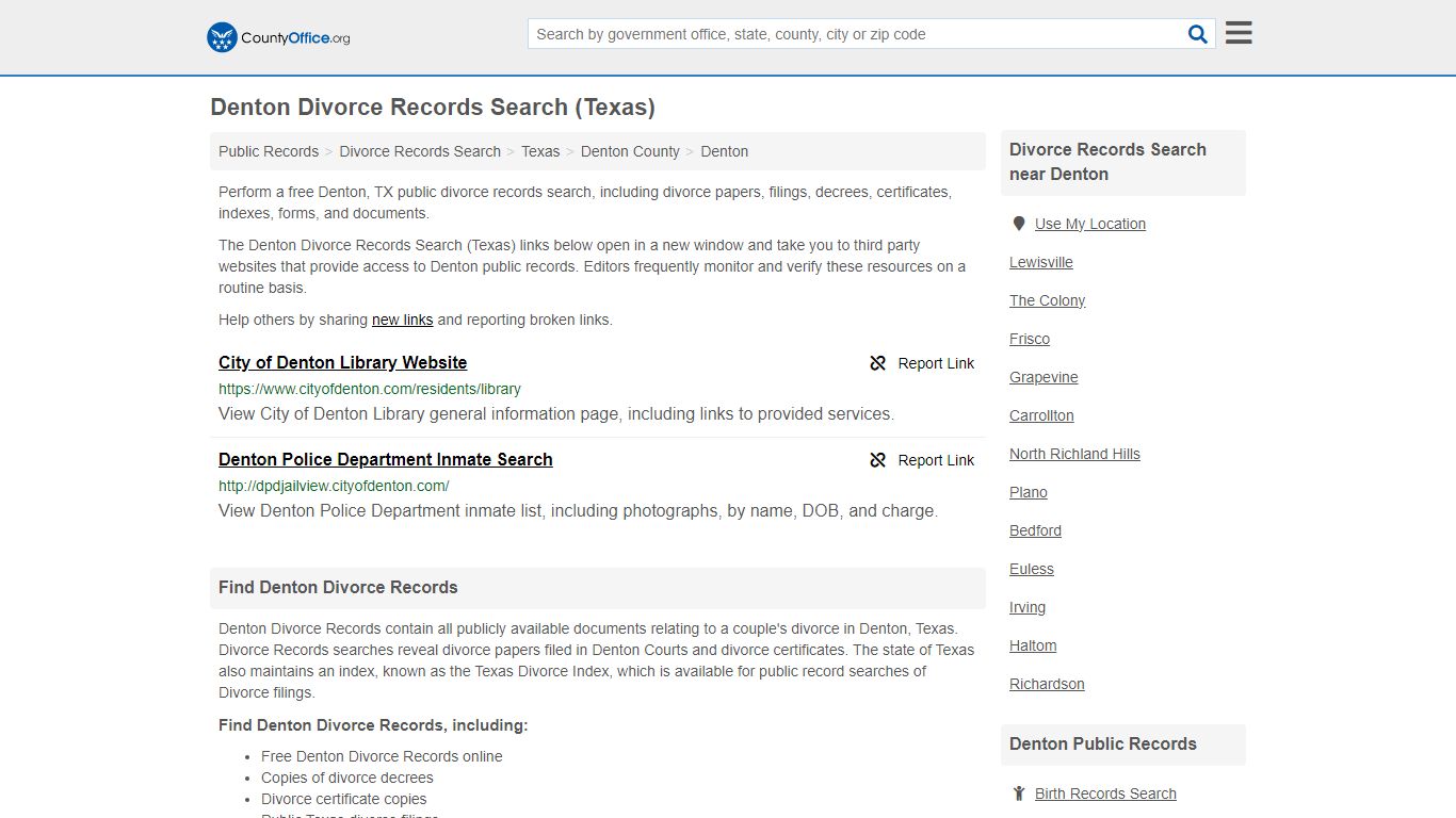 Denton Divorce Records Search (Texas) - County Office